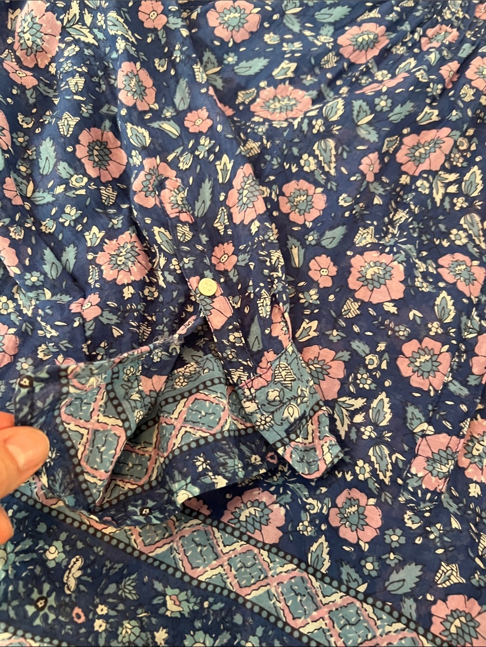 J. Crew Navy Floral Peasant Blouse with Pink Flowers - Picture 5 of 7